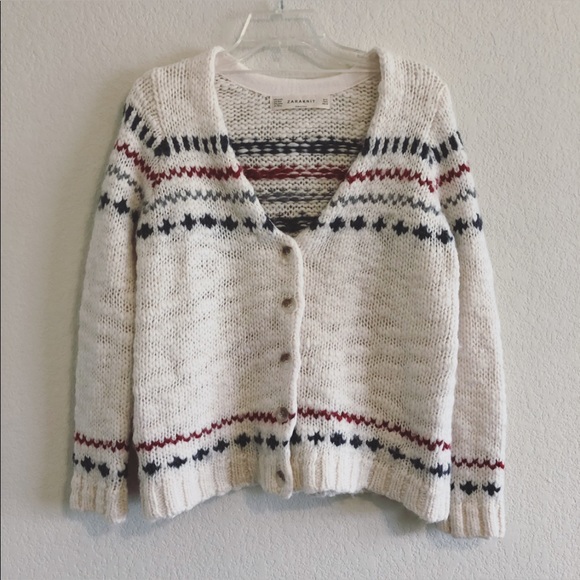 Zara Sweaters - ZaraKnit Cardigan Wool Blend Chunky V-Neck Sweater